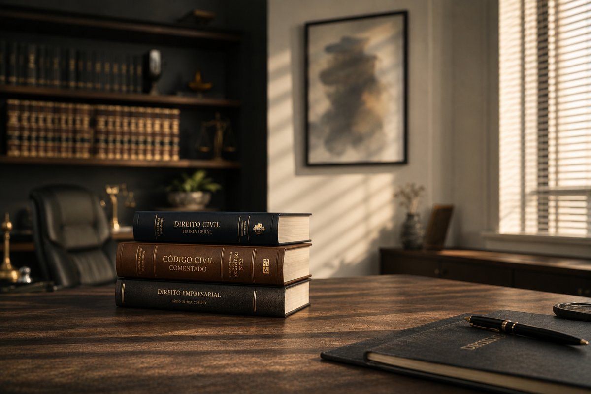 Estante de livros e códigos jurídicos